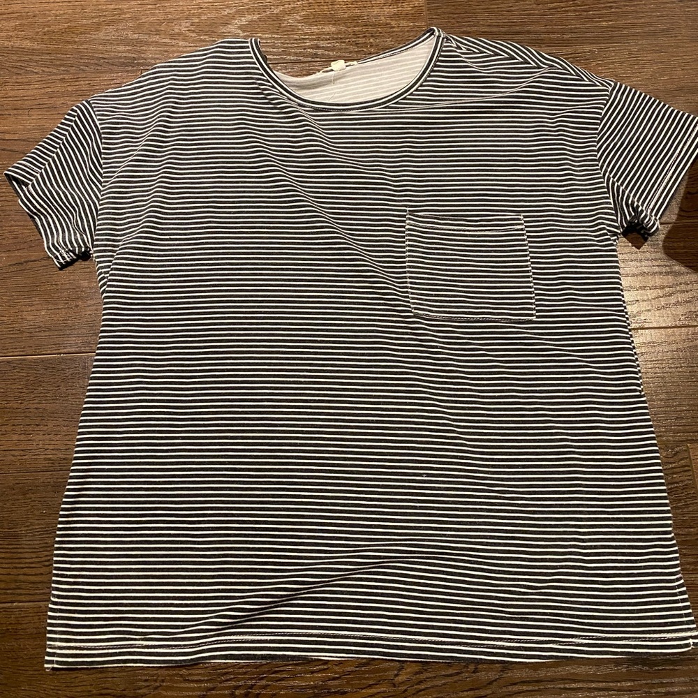 Ardene Black and White Striped Short Sleeve Tee